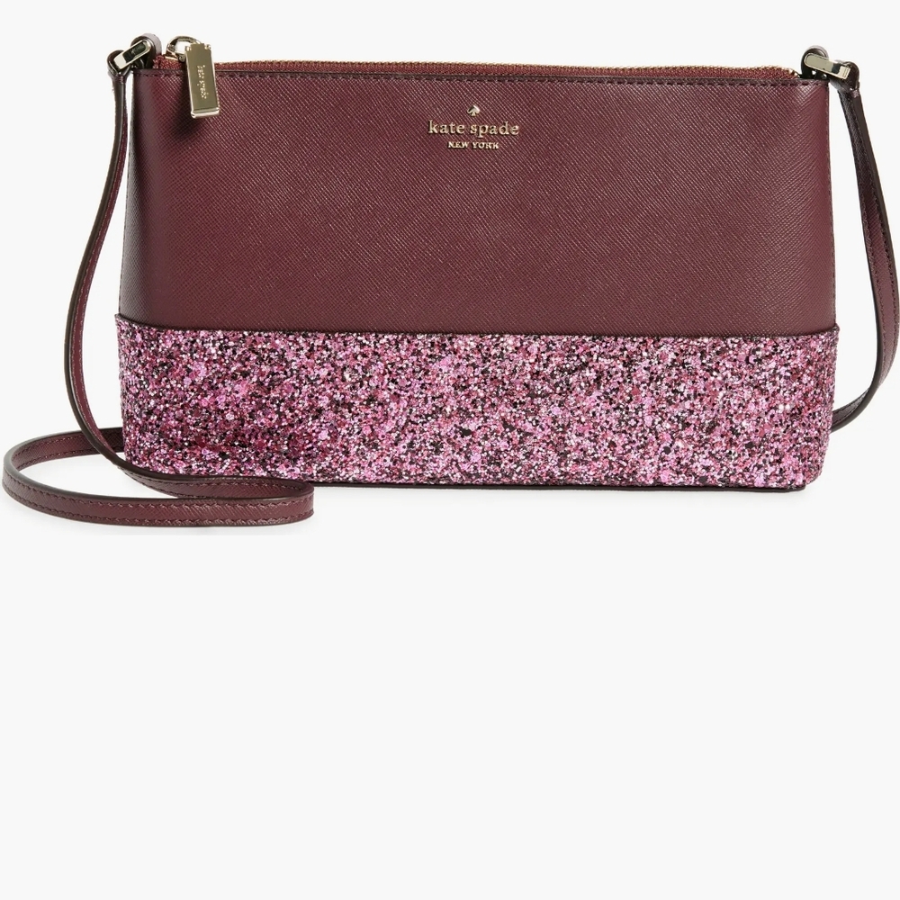 Kate Spade Flash Glitter Crossbody Cherrywood NWT